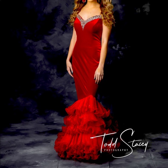 Couture custom velvet gown - Picture 1 of 3